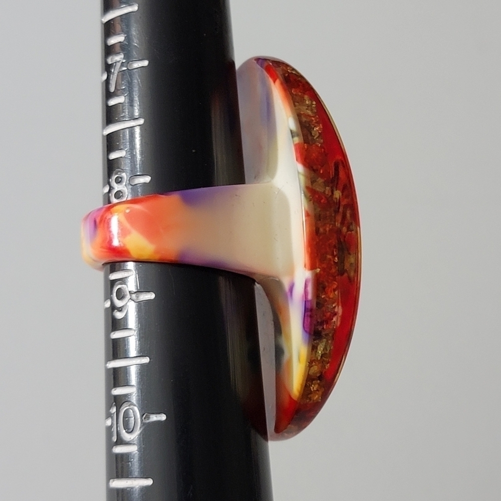 Large Smooth Acrylic Statement Ring Reds Rhinestone 8New without tags R4 - Picture 9 of 14